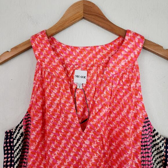 NEW Nic+Zoe Spotty Stripes Abstract Print V-Neck Sleeveless A-line Midi Dress - Picture 4 of 9